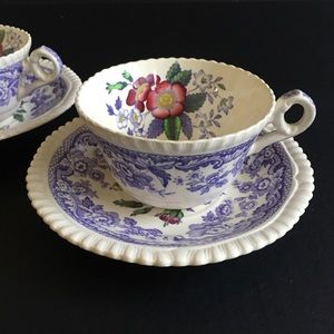 3 Copeland Spode Mayflower Cup / Saucer Sets Bone China Antique England